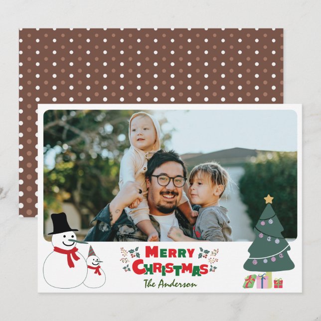 Hälsning-kort för jul i snögubbe julkort (Fram/baksida)