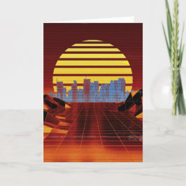 Hälsning-kort för orange Synthwave Helgkort