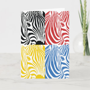 Hälsning-kort med 4 Färgader för Zebra Kort