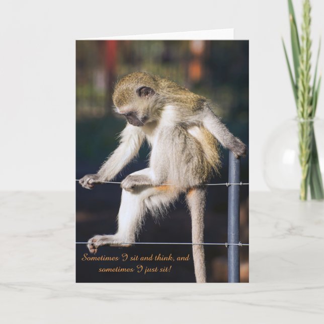 Hälsning kort med bild av Monkey och Slogan (Framsida)