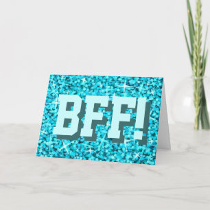 Hälsning-kortet Glitz Blue "BFF!" "Grattis på föde Kort