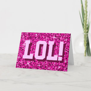 Hälsning-kortet Glitz Rosa 'LOL!' 'Din text' Kort