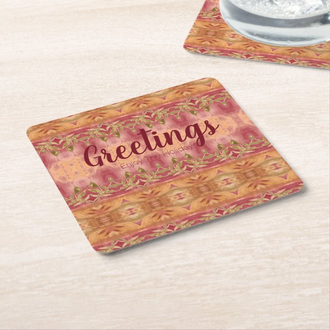 Hälsning njut av Helgdagarna Underlägg Papper Kvadrat (Vinklad)