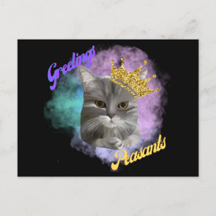 Hälsning Peasants Grått Tabby Queen Cat Vykort