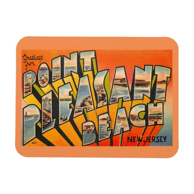 Hälsning, Pt. Pleasant Beach, New jersey Vintage Magnet (Horisontell)