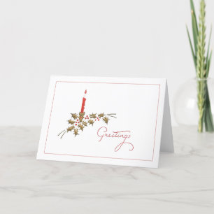 Hälsning Red Candle Holly-julminimalist Helgkort