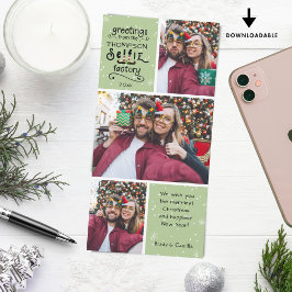 hälsning, Snö på Grönt, 3 foton Julkort