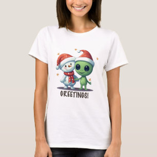 Hälsning Snögubbe och Alien T Shirt