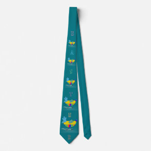 Hälsning Teal Tie med färgad Glad påsk-Chick Slips