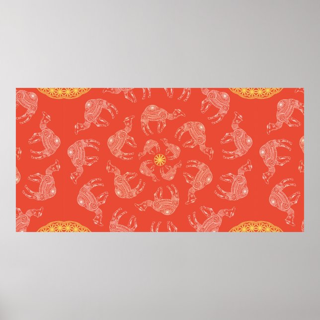 Hälsning Vackert kort med kamel. Ram av anima Poster (Framsidan)