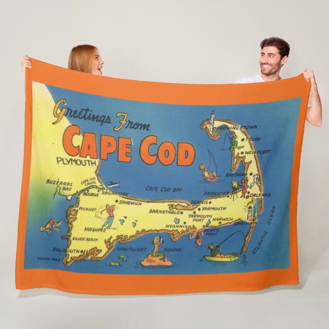 Hälsningar Cape Cod Karta Fleecefilt (På plats)