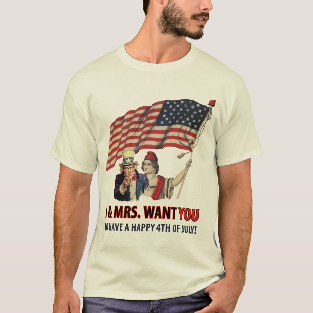 Hälsningar för Uncle Sam för fourthen T-shirt (Framsida)