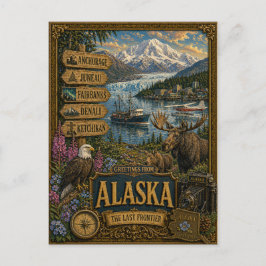 Hälsningar från Alaska | Vintage Retro Konst Brevk Vykort