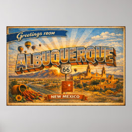 Hälsningar från Albuquerque Gammal vykort Poster