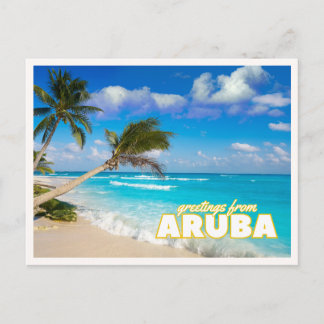 Hälsningar från Aruba Tropical Beach Retro Vintage Vykort