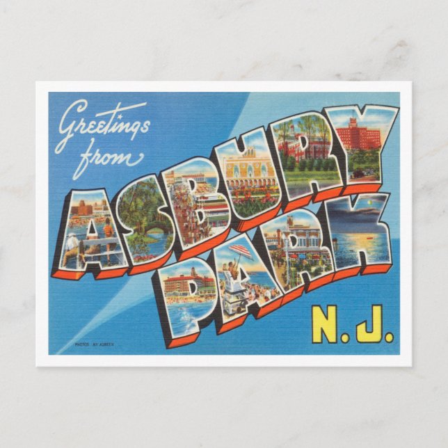 Hälsningar från Asbury Park, New York Resa Vykort (Framsida)