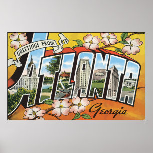 Hälsningar från Atlanta Georgia, vintage Poster