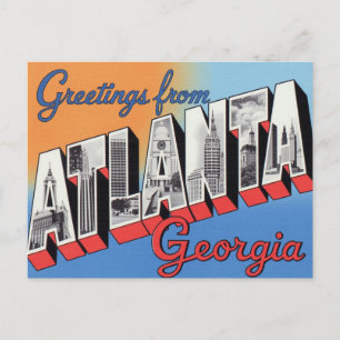 Hälsningar från Atlanta Georgia Vintage Skyline Vykort