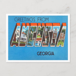 Hälsningar från Augusta, Georgia Vintage Resa Vykort