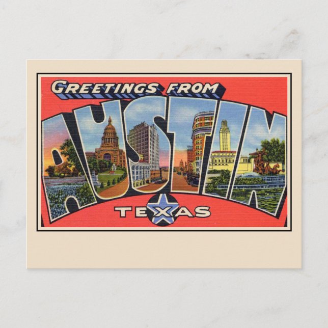 Hälsningar från Austin Texas Stor brevbrevskort Vykort (Framsida)