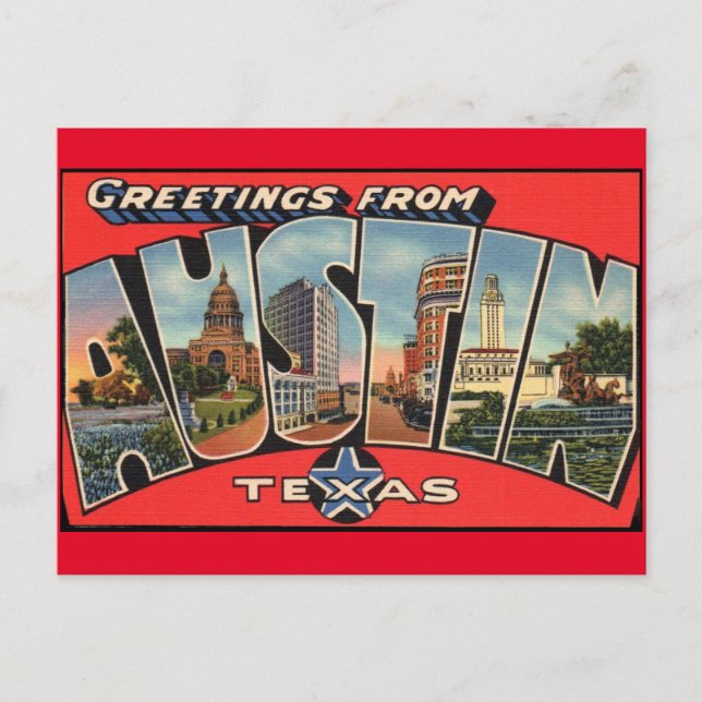 Hälsningar från Austin Texas  Vykort (Framsida)