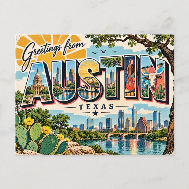 Hälsningar från Austin Texas Vykort (Framsida)