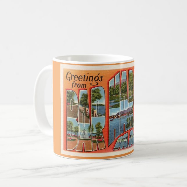 Hälsningar från Bar Harbor Maine-mugg Kaffemugg (Framsida vänster)