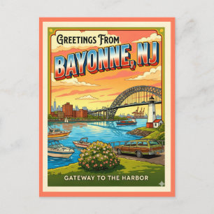 Hälsningar från Bayonne NJ Retro Gateway Vykort