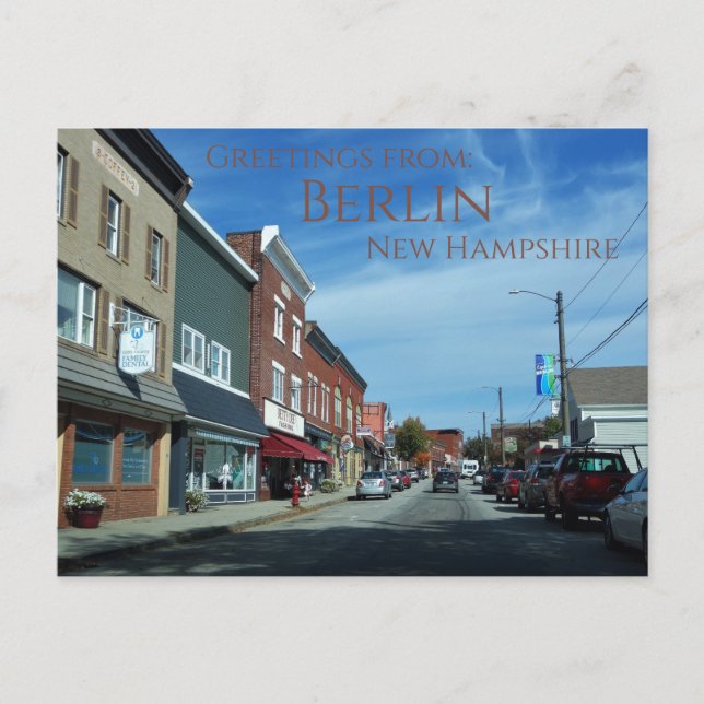 Hälsningar från Berlin New Hampshire Vykort (Framsida)