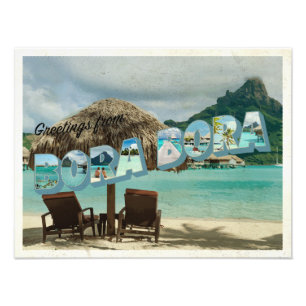 Hälsningar från Bora Bora vintagekort Fototryck