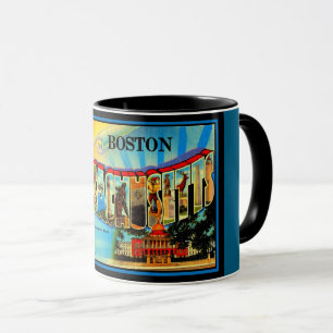 Hälsningar från Boston Retro vykortsmugg Mugg