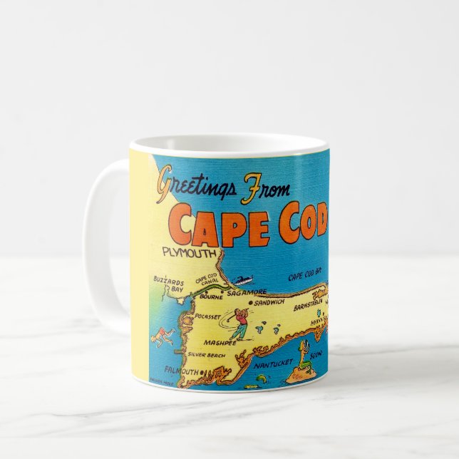 Hälsningar från Cape Cod-karta Kaffemugg (Framsida vänster)