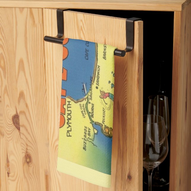 Hälsningar från Cape Cod-karta Kökshandduk (Thirds Fold)