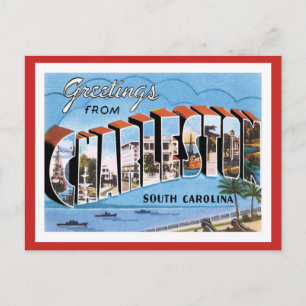 Hälsningar från Charleston South Carolina USA Stad Vykort