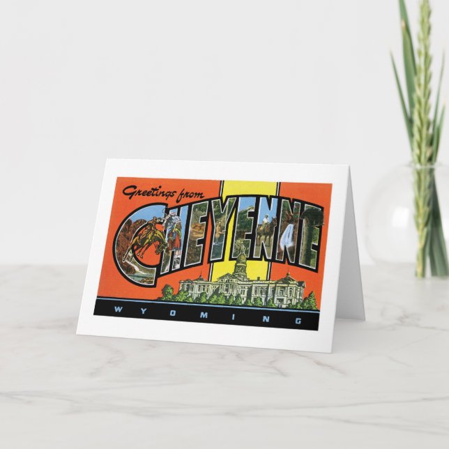 Hälsningar från Cheyenne, Wyoming! Vintagevykort Kort (Framsida)