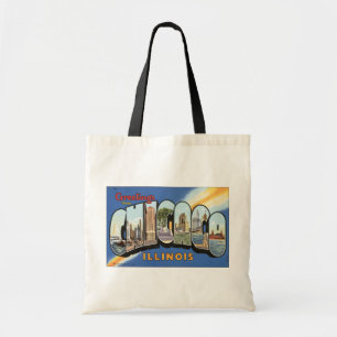 Hälsningar från Chicago Illinois, vintage Tygkasse