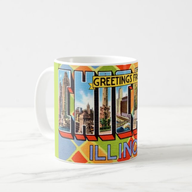 Hälsningar från Chicago vykortsmugg Kaffemugg (Framsida vänster)
