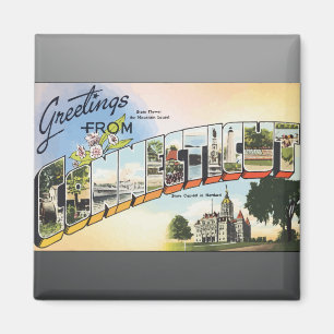 Hälsningar från Connecticut, vintage Magnet
