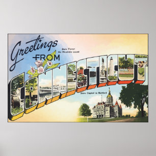 Hälsningar från Connecticut, vintage Poster