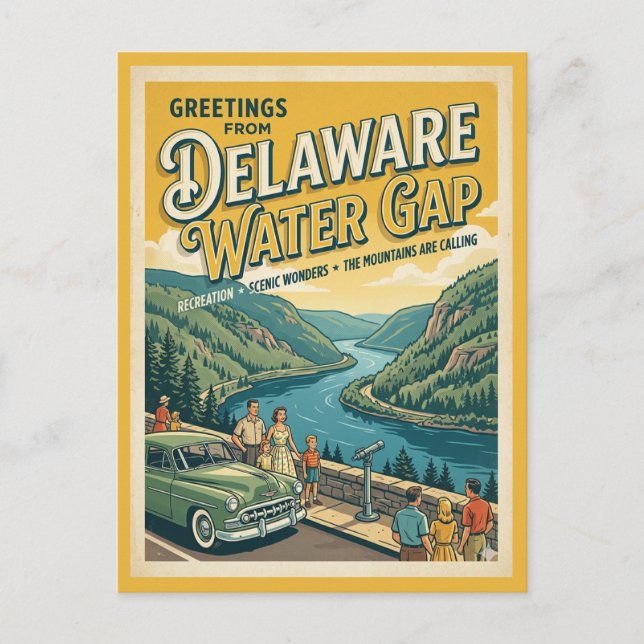 Hälsningar från Delaware Water Gap Retro  Vykort (Framsida)