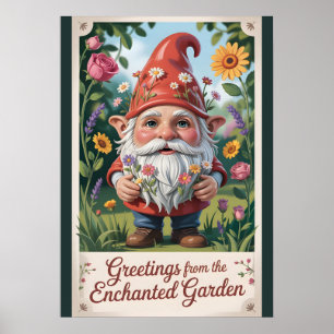 "Hälsningar från den Förtrollade Trädgården" Gnome Poster