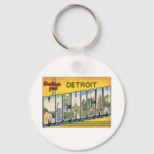 Hälsningar från Detroit Michigan Nyckelring