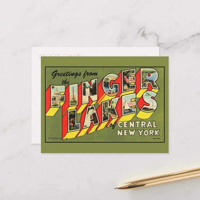 Hälsningar från Finger Lakes Large Letter Postcard Vykort (Fram/Back In Situ)
