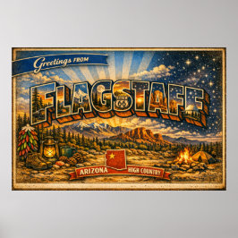 Hälsningar från Flagstaff Gammalt vykort Poster