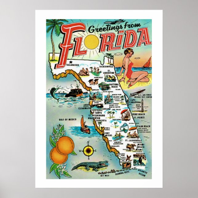 Hälsningar från Florida 20x28 Poster Print (Framsidan)