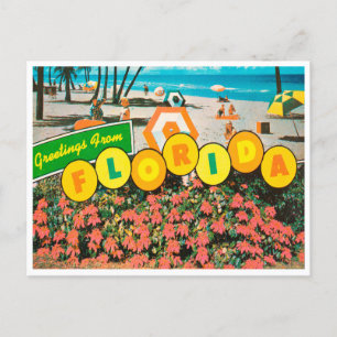 Hälsningar från Florida Beach Vintage Travel Vykort