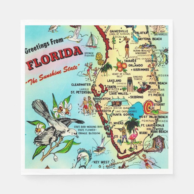 Hälsningar från Florida Pappersservett (Framsidan)