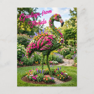 Hälsningar från Florida Tropical Flamingo Topiary Vykort