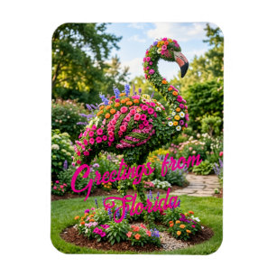 Hälsningar från Florida Tropisk Flamingo Topiary Magnet