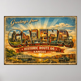 Hälsningar från Galena Kansas Route 66 Affisch